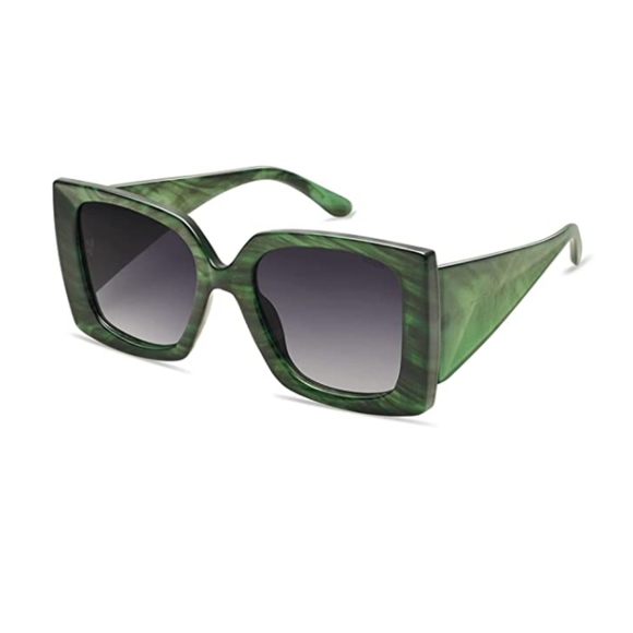 💫New Green Square Polarized Womens Sunglasses Trendy Oversized Large - Picture 4 of 4